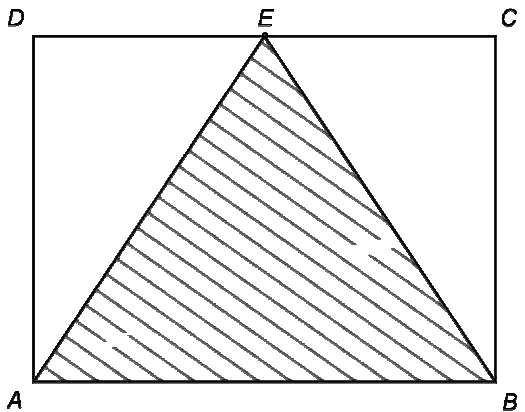 Figura 2: dreptunghiul ABCD cu triunghiul hașurat AEB, unde E este pe latura DC.