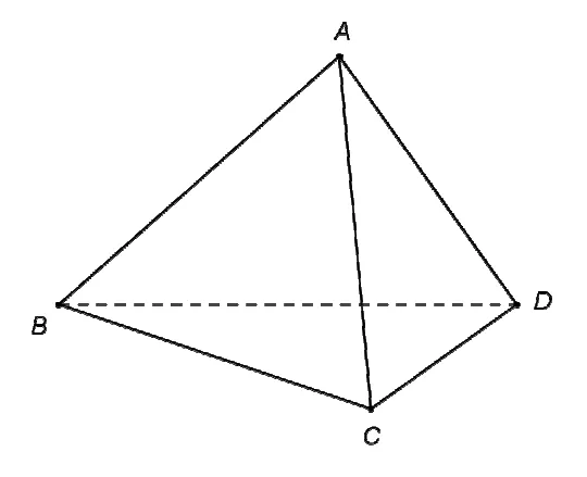 Figura 1: tetraedrul regulat ABCD.