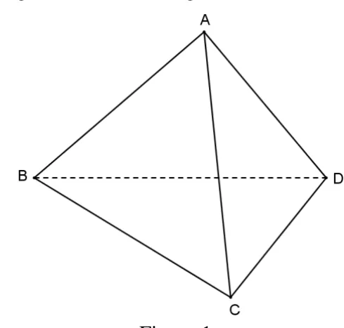 Figura 1: tetraedrul regulat ABCD.