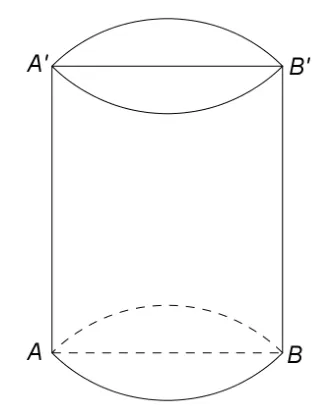 Figura 1: cilindru circular drept cu secțiunea axială ABB'A'.