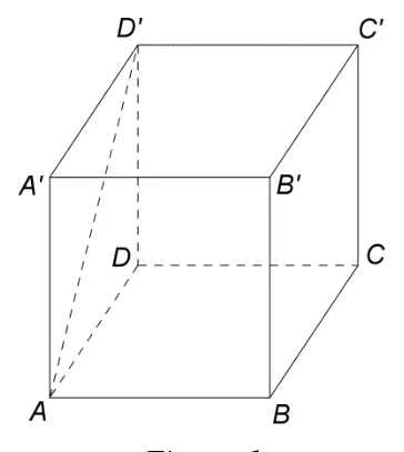 Figura 1: cubul ABCDA'B'C'D' cu diagonala de față AD' trasată.