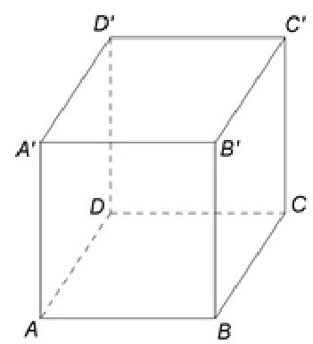 Figura 1: cubul ABCDA'B'C'D', cu muchiile ascunse punctate.