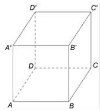 Figura 1: cubul ABCDA'B'C'D', cu baza ABCD și baza superioară A'B'C'D'.