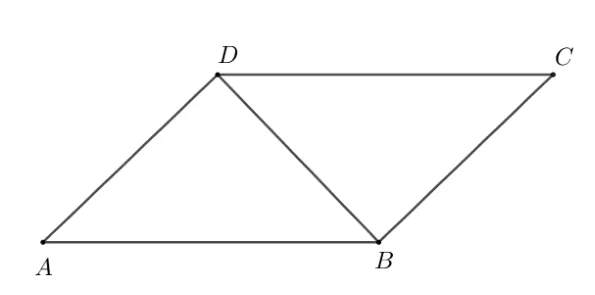 Paralelogramul ABCD cu diagonala BD.
